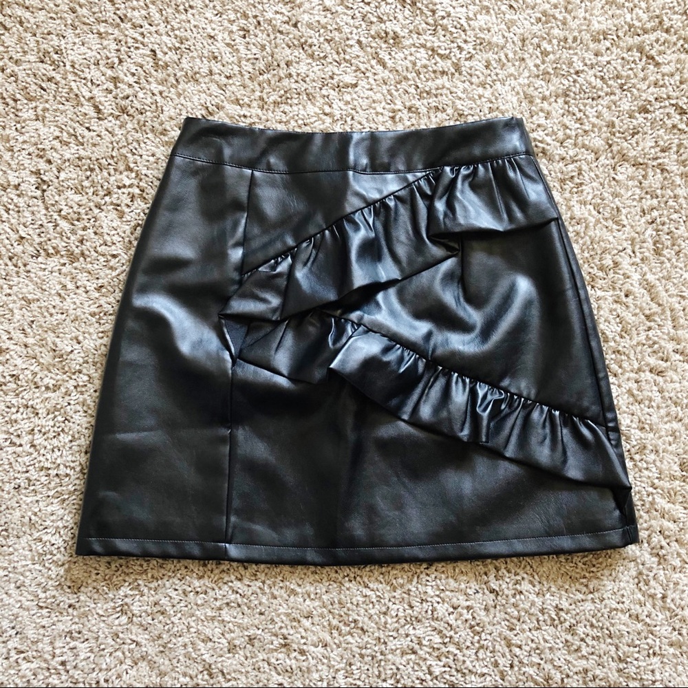 Luvalot Faux Leather Mini Skirt 4 Black